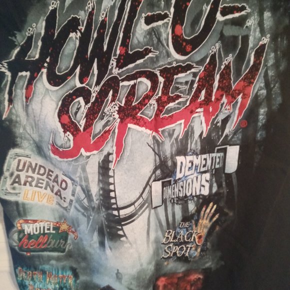 BUSCH GARDENS HOWL O SCREAM UNISEX BLACK NITE OF TERROR SHIRT SZ XS - Picture 2 of 7